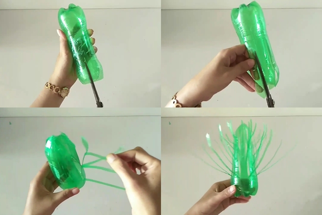 cách làm hoa bằng giấy lụa cắt chai nhựa