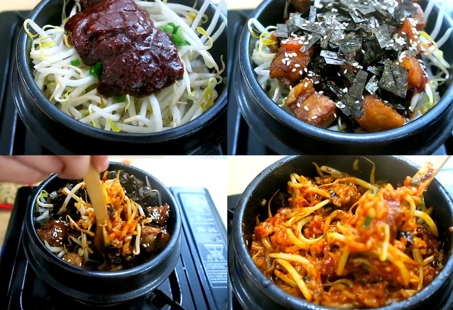 Cơm trộn Hàn Quốc ăn kèm với thịt lợn và rong biển chất lượng
