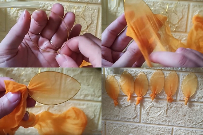 cách làm hoa lan bằng vải voan màu cam