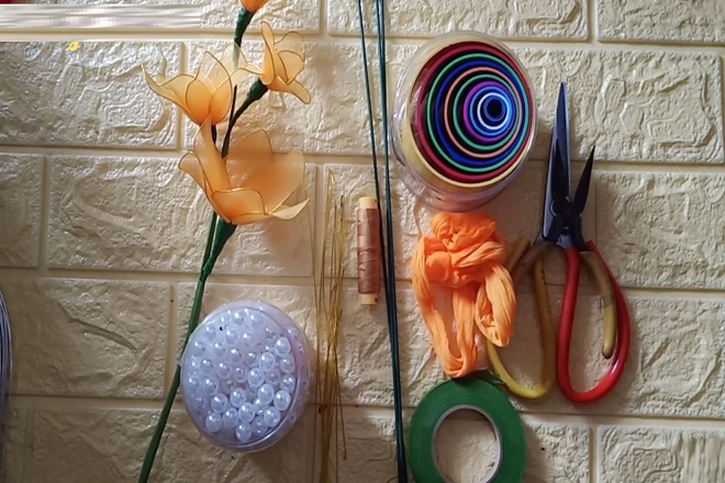 cách làm hoa lan bằng vải voan