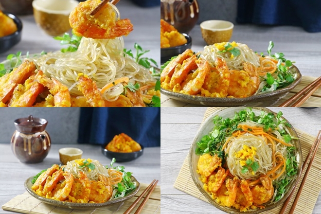 how to make fried vermicelli with shrimp and salted egg sauce
