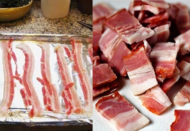 Cook bacon and cut it into small pieces