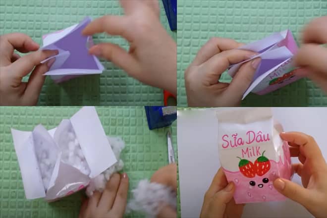 Cách làm squishy giấy hộp sữa đẹp