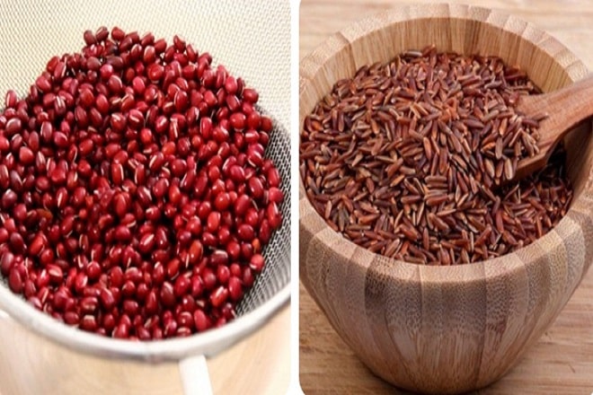 Ingredients for red bean brown rice tea