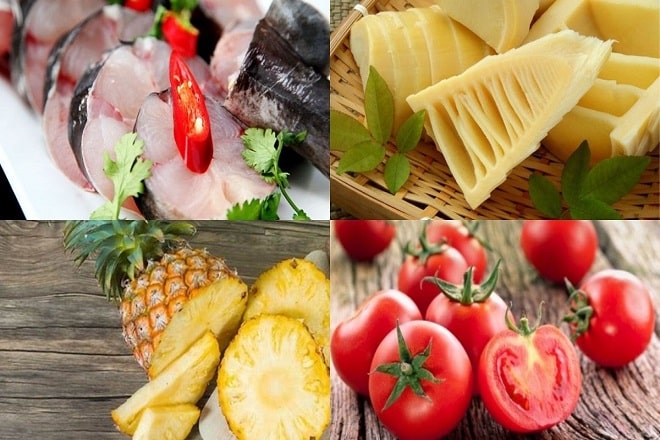 cá lăng và rau củ