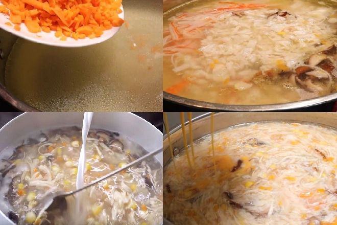 Nấu súp cua nấm tuyết thập cẩm