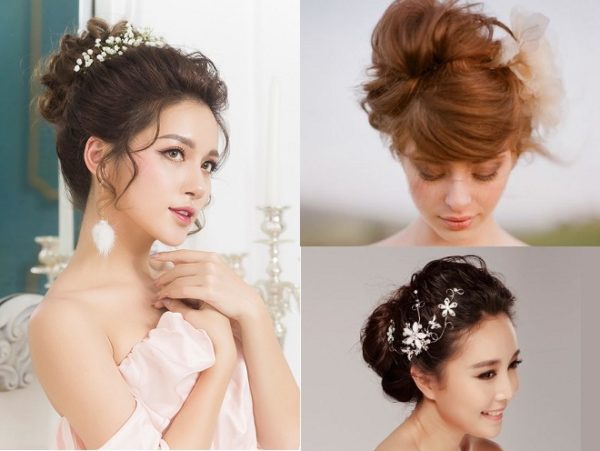 tóc bới phồng mái cô dâu Hàn Quốc