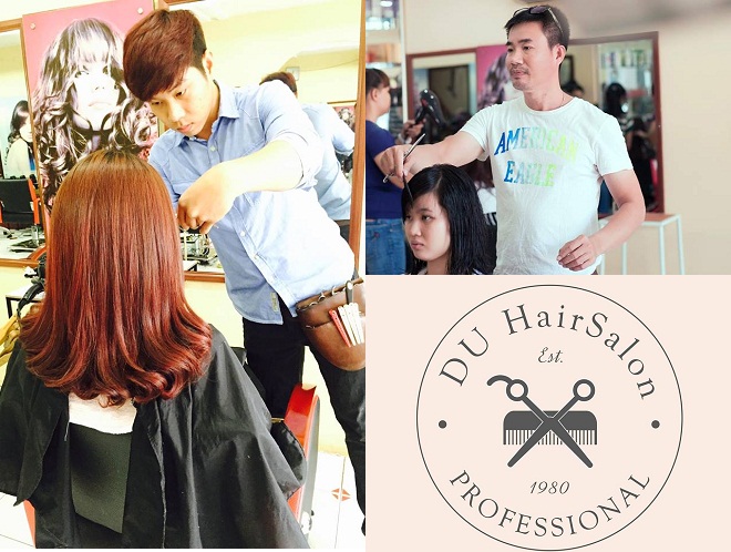 hai thợ của Dũ salon đang làm toc cho khách