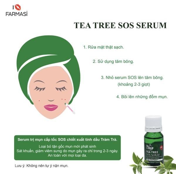 review chi tiết các bước chăm sóc da mụn từ serum sos trị mụn tea tree