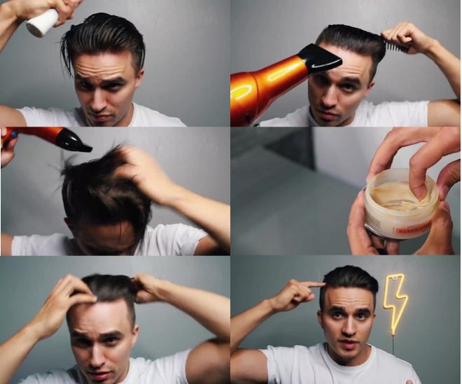 Một người đàn ông sửa tóc của mình