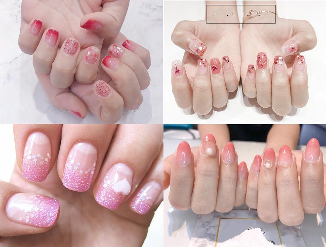 4 mẫu nail đơn giản màu hồng