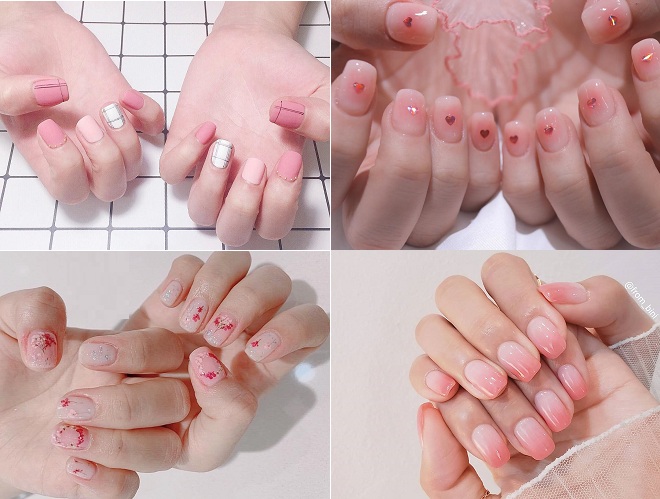 4 mẫu nail màu hồng đẹp