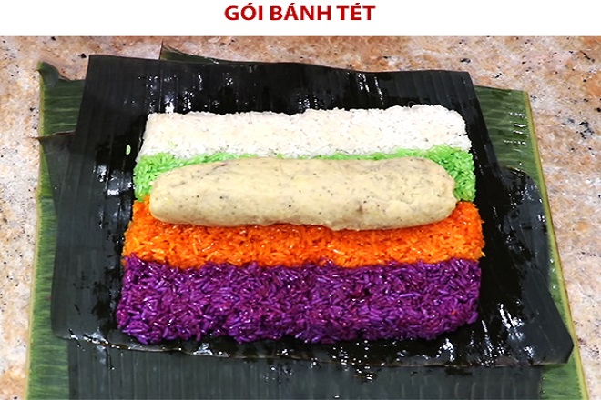 cách gói bánh tét ngũ sắc