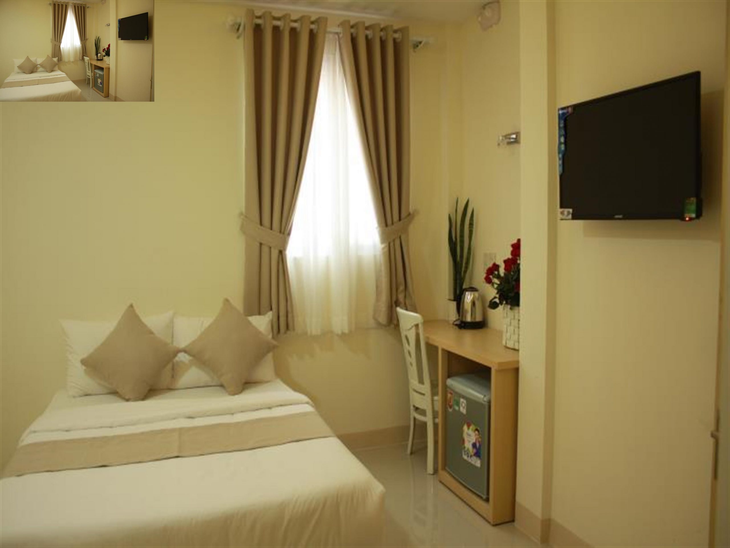 Phòng khách sạn Ngọc Nguyên Anh rất xinh xắn, ấm cúng