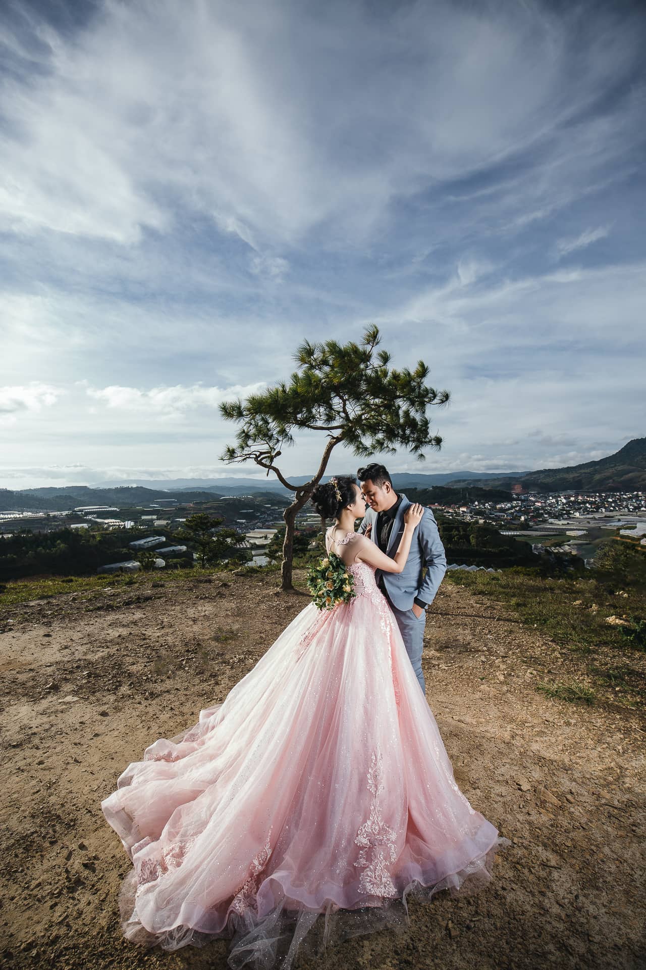 Chụp ảnh cưới với cây thông cô đơn trên núi