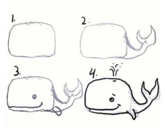 Cách vẽ hình cá voi xanh