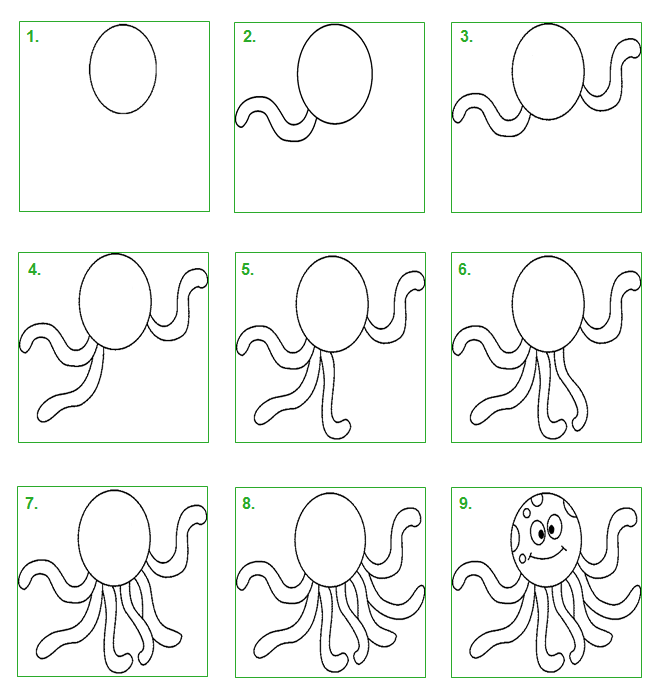 Cách vẽ hình con bạch tuộc