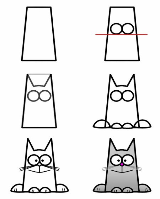 Cách vẽ hình chú mèo 1