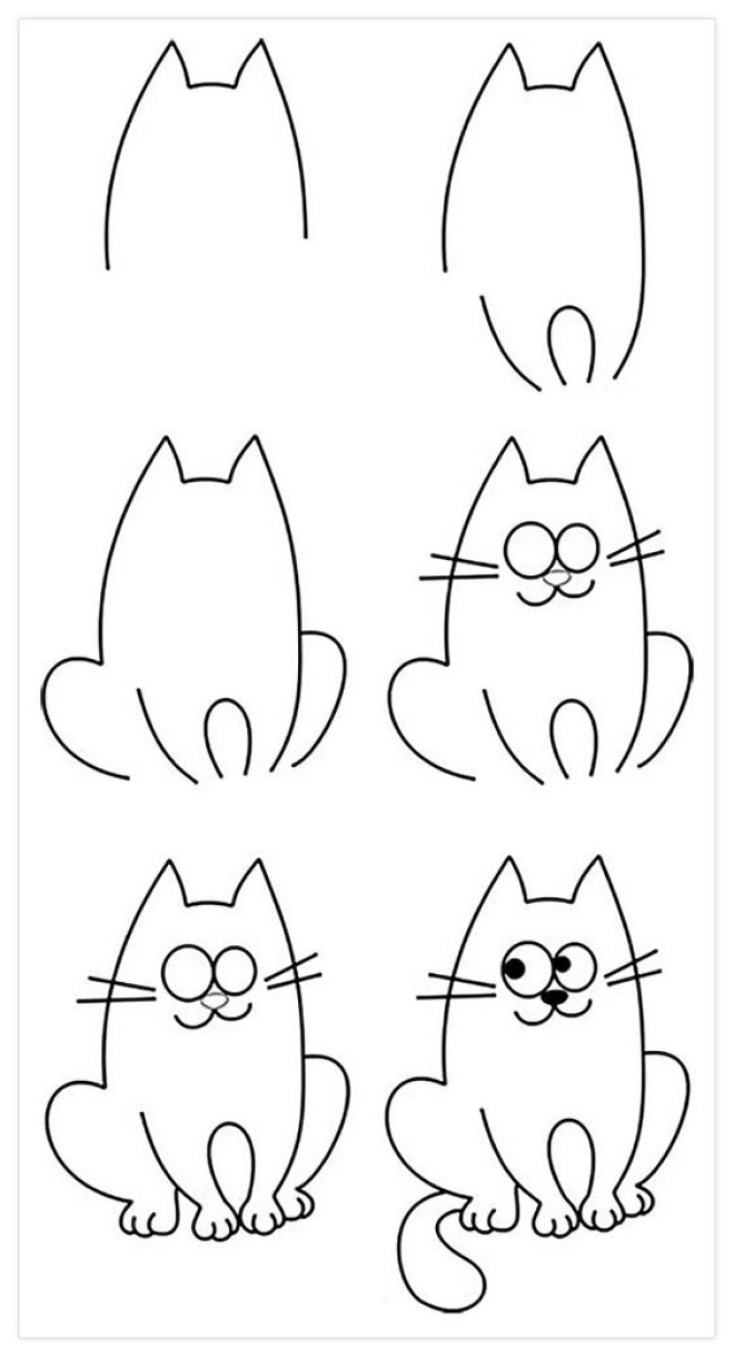 Cách vẽ hình chú mèo 2
