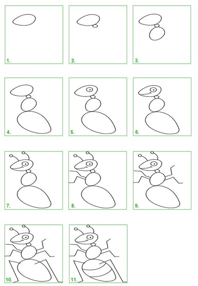 Cách vẽ hình con kiến