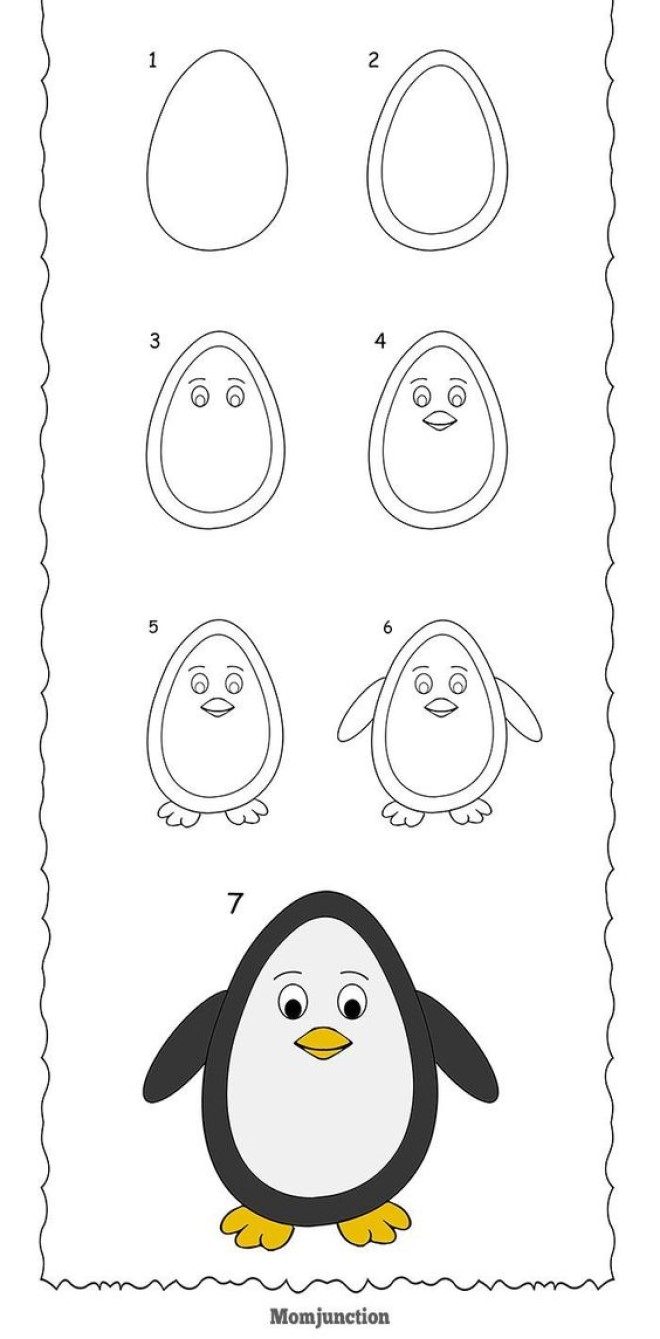 Vẽ hình chú chim cánh cụt