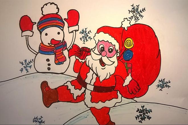 Bức tranh tô màu Santa Claus dưới Sappo