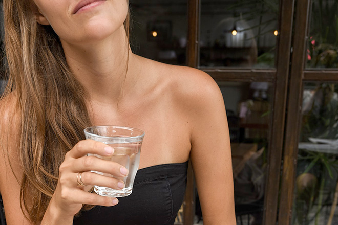 Women drink filtered water