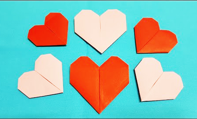 Hướng dẫn cách xếp trái tim bằng giấy hình vuông đơn giản