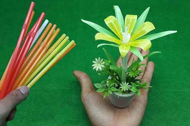 cách làm hoa bằng ống hút đơn giản nhất