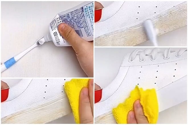 Cách làm sạch giày vải bằng kem đánh răng