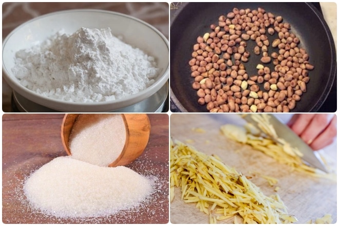 Ingredients for making peanut-filled powdered tea