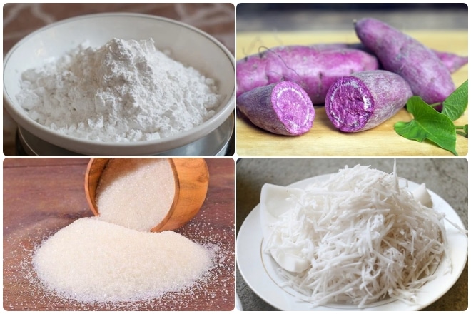Ingredients for making sweet potato filter powder tea