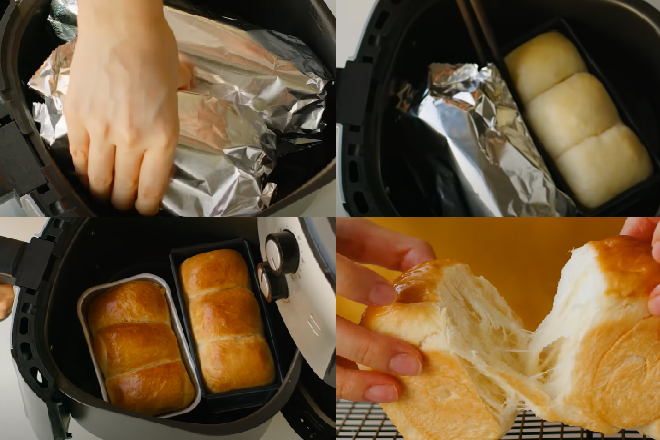 Nướng bánh bằng nồi chiên không dầu bánh mì