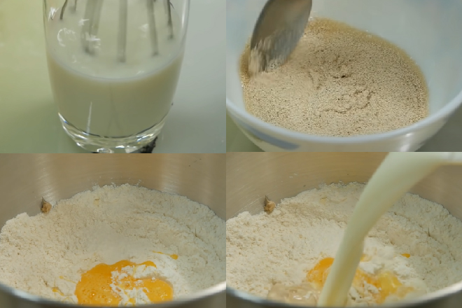 Trộn bột sữa trứng