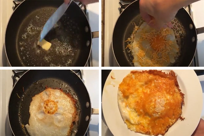 Cách làm trứng ốp la phô mai rắc mặt