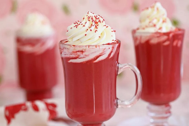 red velvet hot chocolate winter beverage