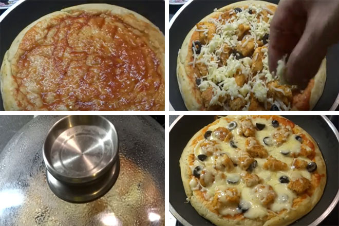 Nướng bánh pizza trong chảo