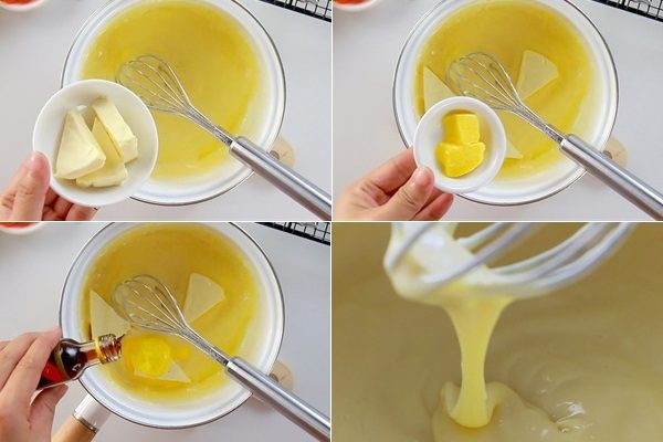 cách làm sốt bánh bông lan trứng muối với phô mai
