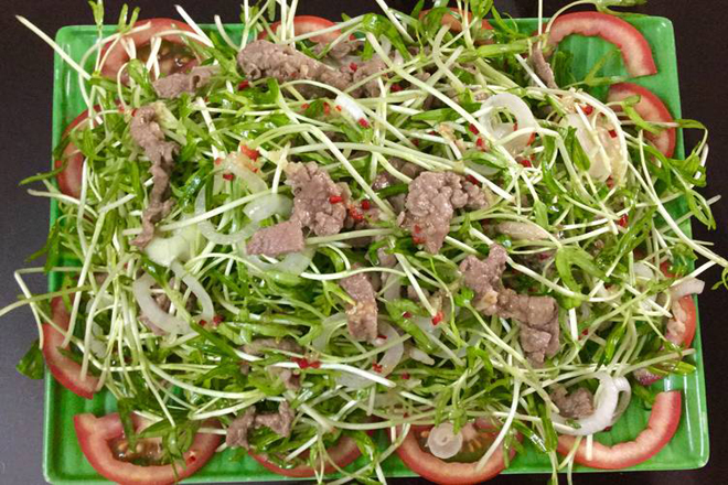 salad rau mầm thịt bò