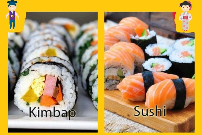 điểm khác nhau giữa kimbap và sushi