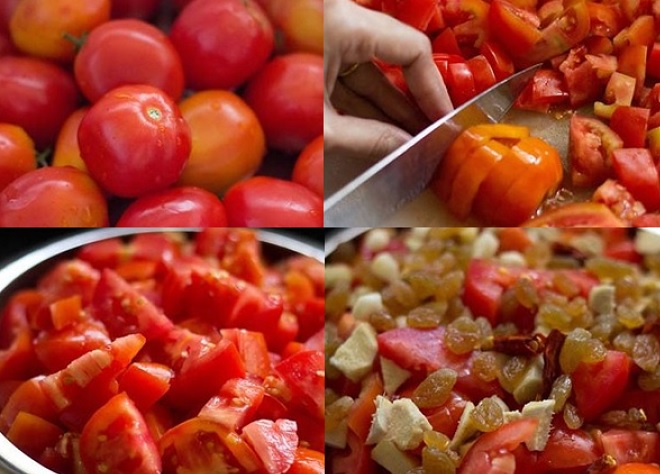 trộn cà chua cùng các phụ liệu khác