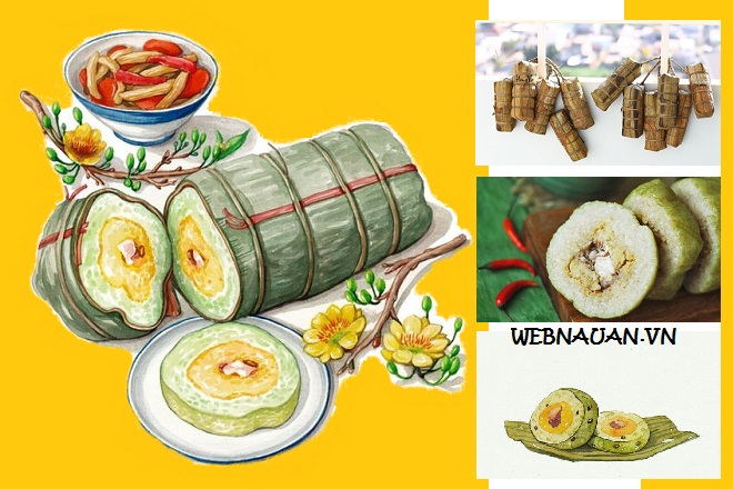 banh tet vietnamese food illustration  Thiệp Lì xì Việt nam