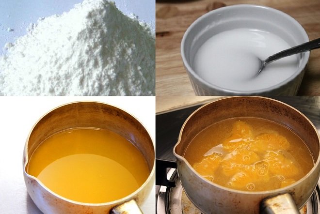 công đoạn pha bột năng và đun nước cam