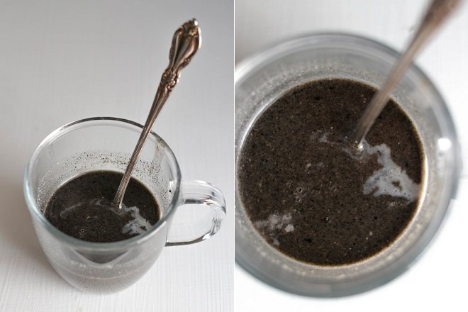 nước uống pha từ bột vừng đen với yến mạch