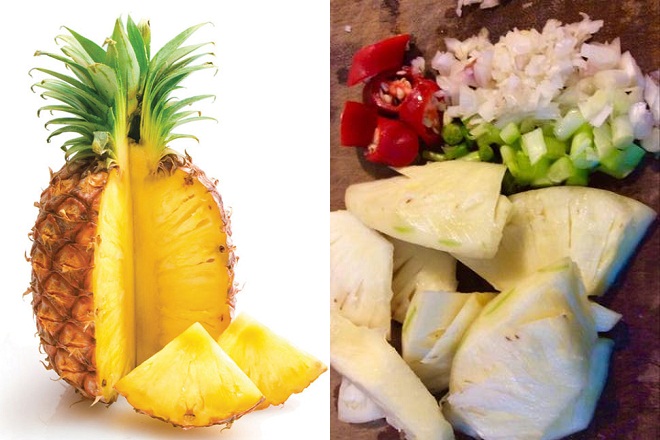 cắt nhỏ thơm và tỏi ớt hành