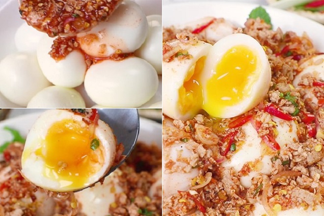 cách làm trứng gà luộc hồng đào sốt mắm Thái