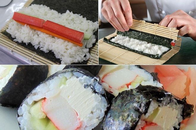 cách làm sushi với thanh cua và kem phô mai