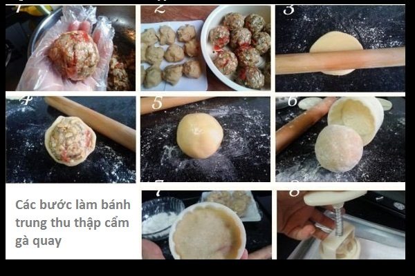 Cách làm bánh trung thu nhân gà nướng với các bước