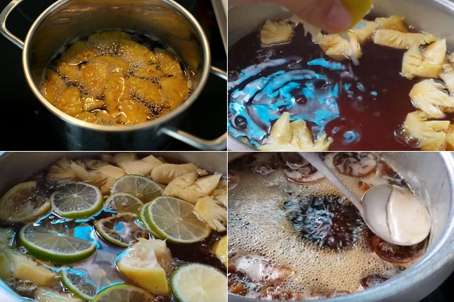 Cách nấu siro đường từ dứa và chanh
