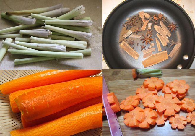 Sơ chế cà rốt và sả